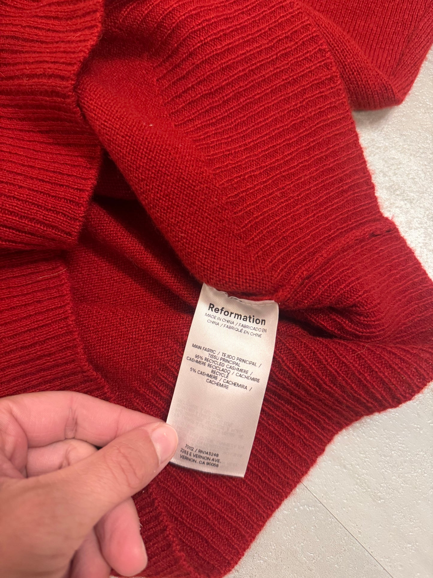 Reformation red Lian cashmere sweater xs