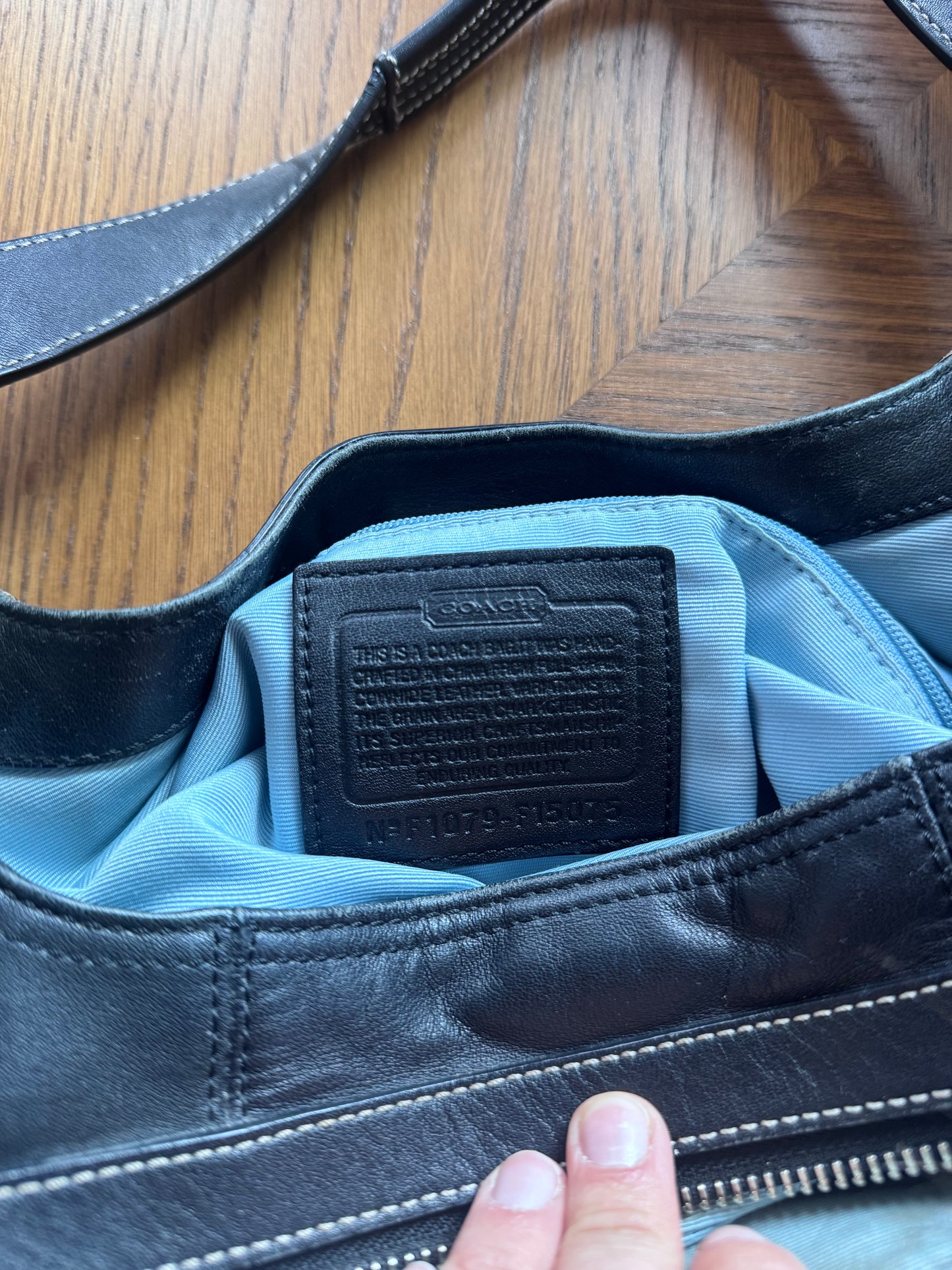 Y2K Coach black leather hobo bag - style F15075