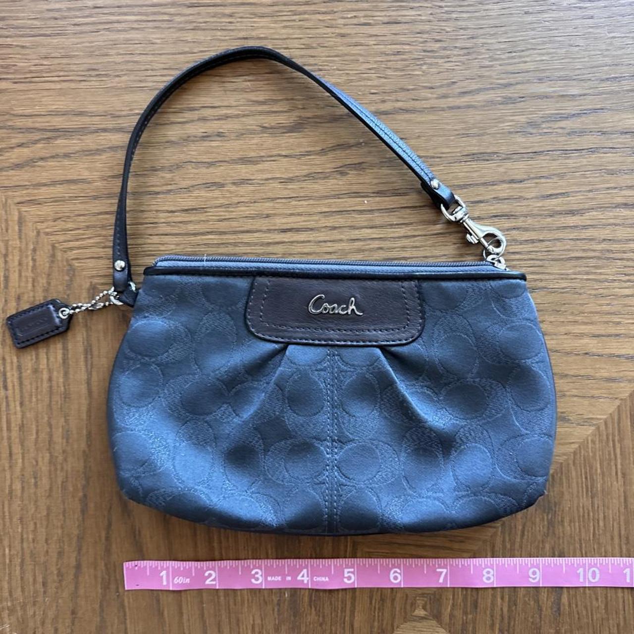 Coach black/gray monogram wristlet