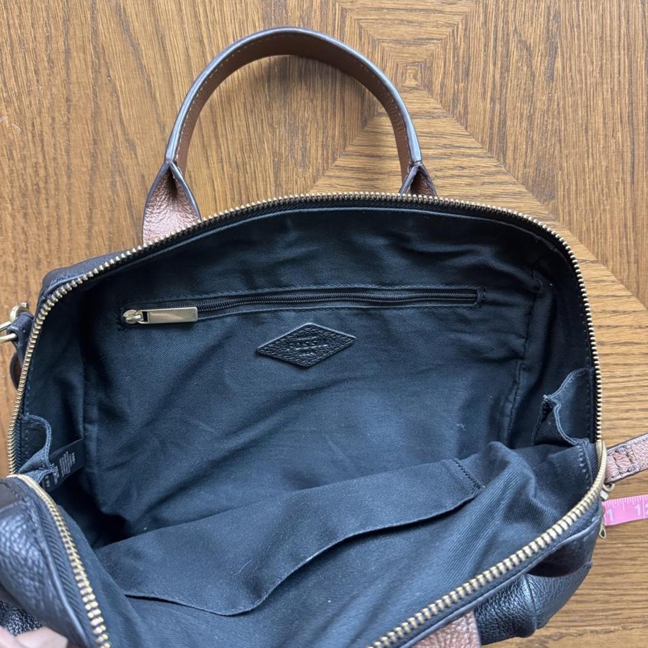 Fossil black leather satchel crossbody bag