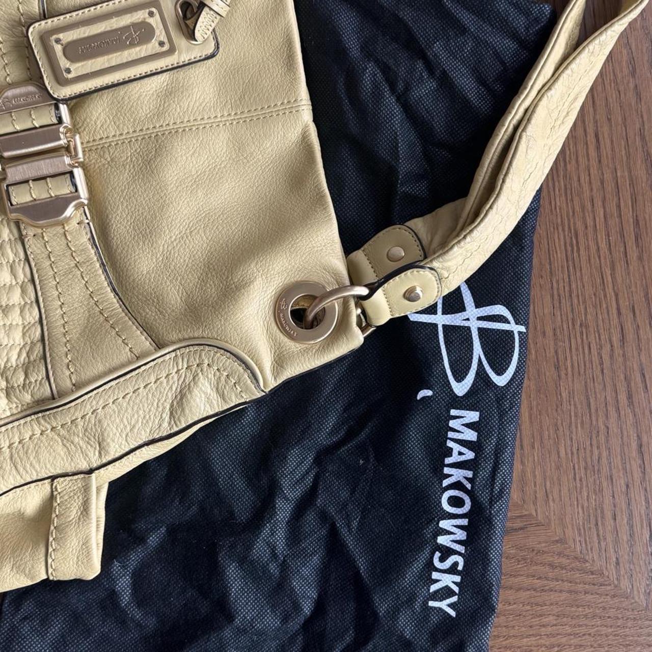 B Makowsky butter yellow leather shoulder bag
