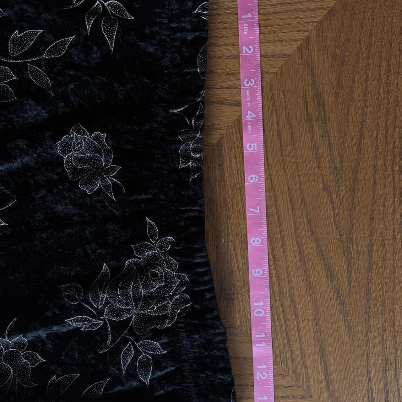Vintage black velvet floral midi skirt