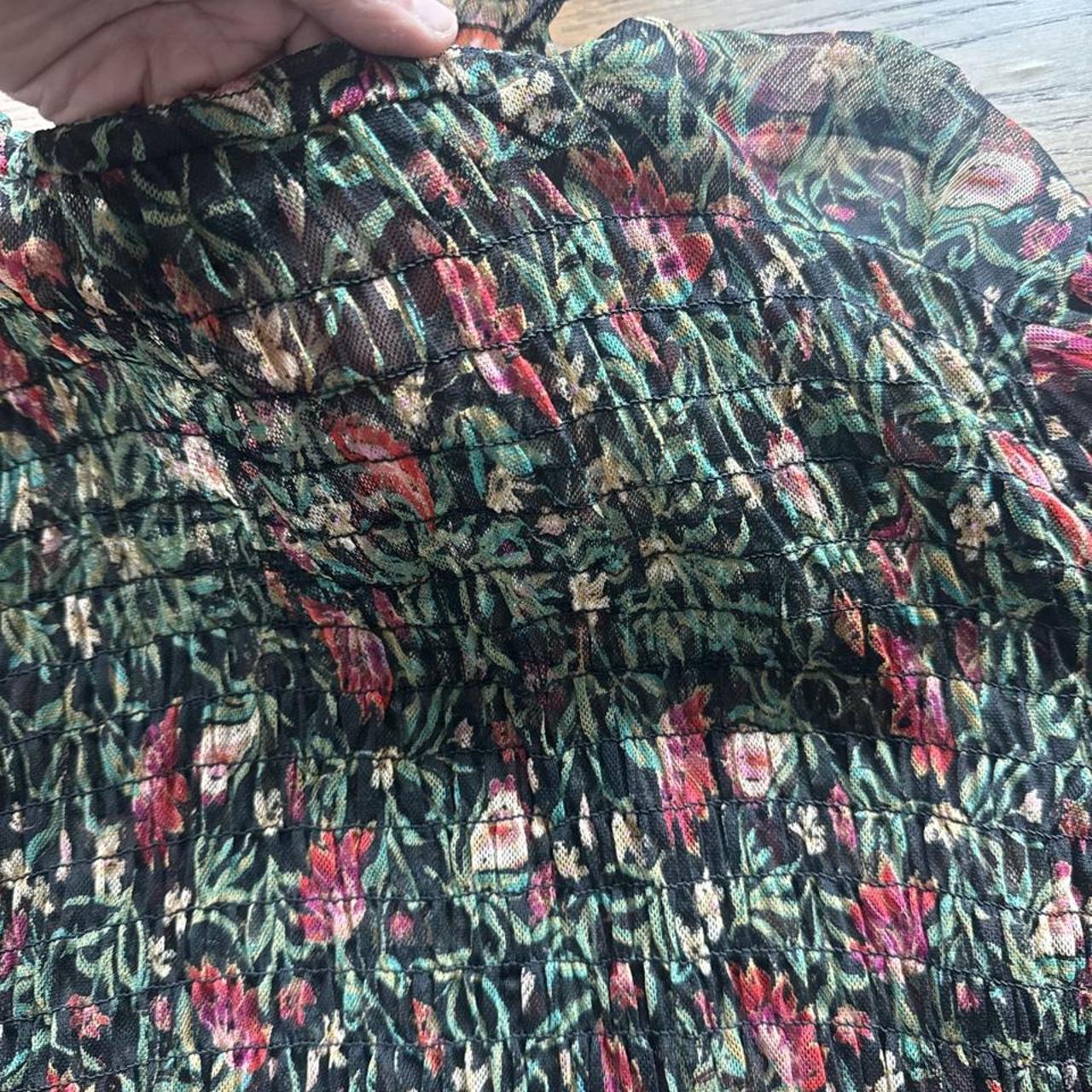 Free People sheer floral smocked blouse XL