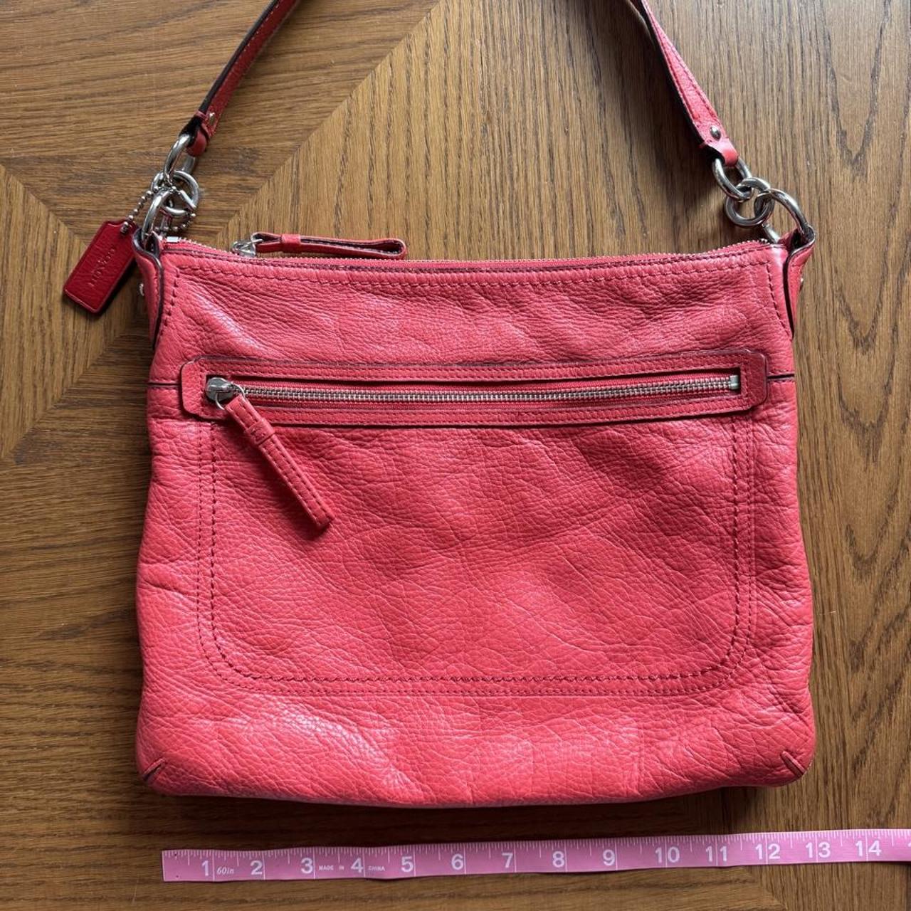 Coach Poppy Peri coral/red pebbled leather bag