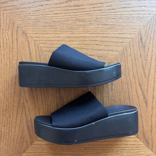 Bebe black platform slide sandals 8