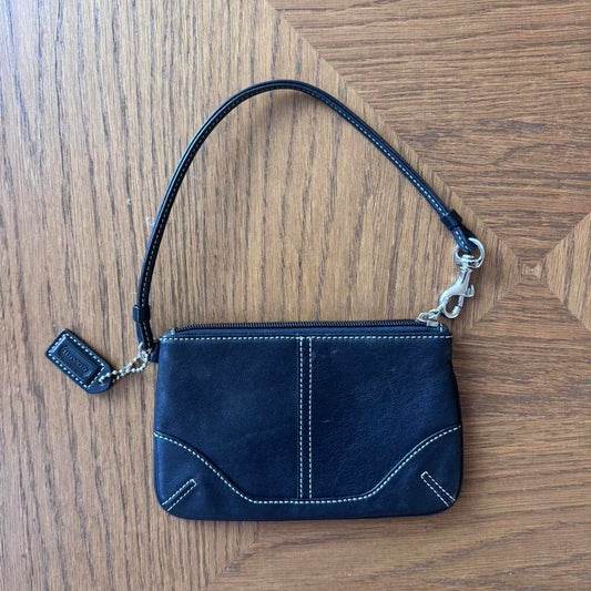 Y2K Coach black leather wristlet