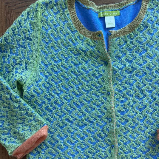 Sigrid Olsen open-knit cardigan sweater L