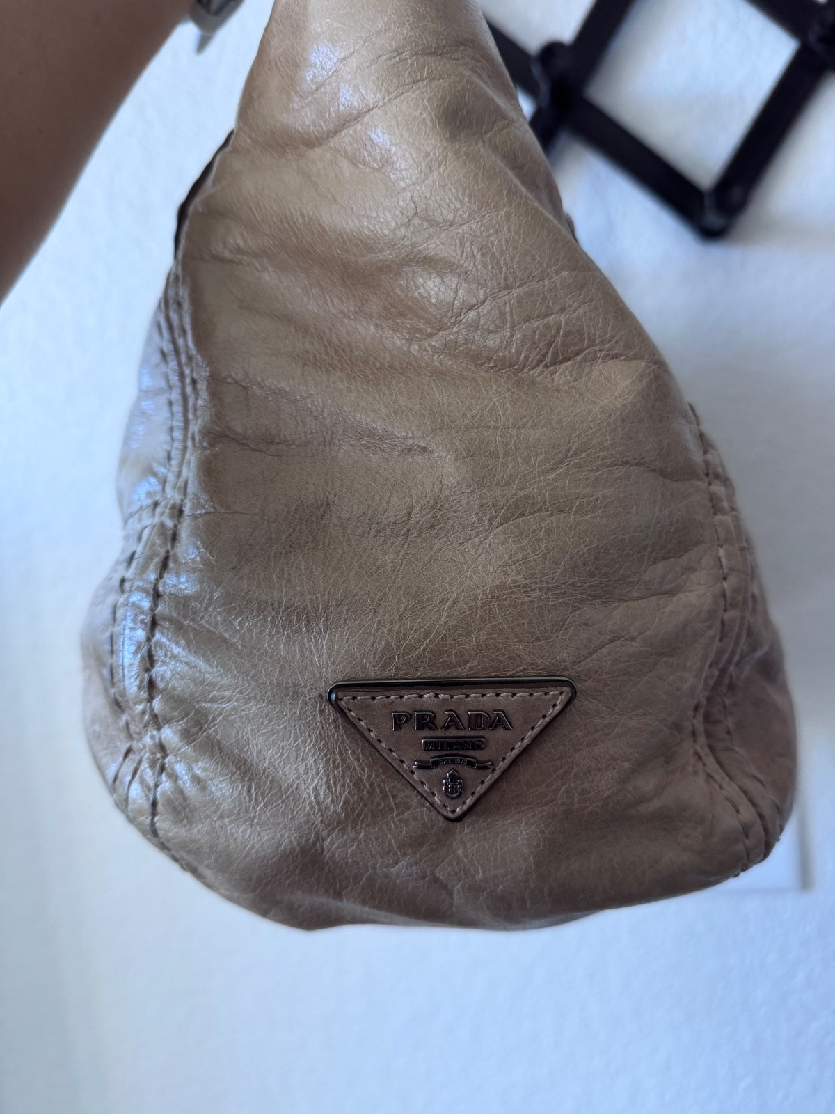 Prada Vitello Daino Leather Shine Turnlock Handle Bag