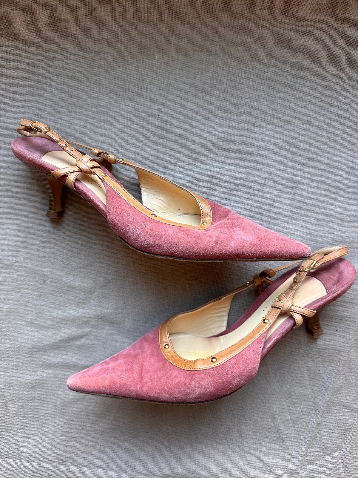 Cole Haan vintage pink suede t-strap pumps 8