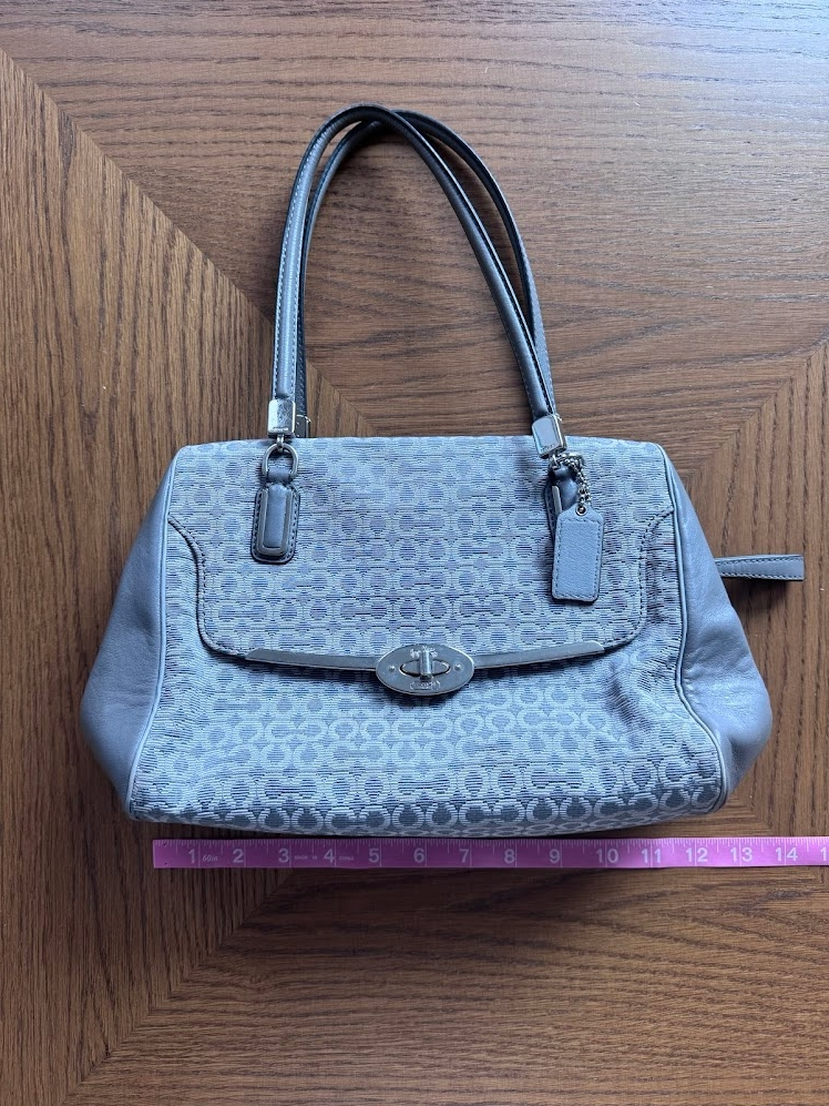 Coach 25215 Y2K Gray Madison Needlepoint Op Art Bag