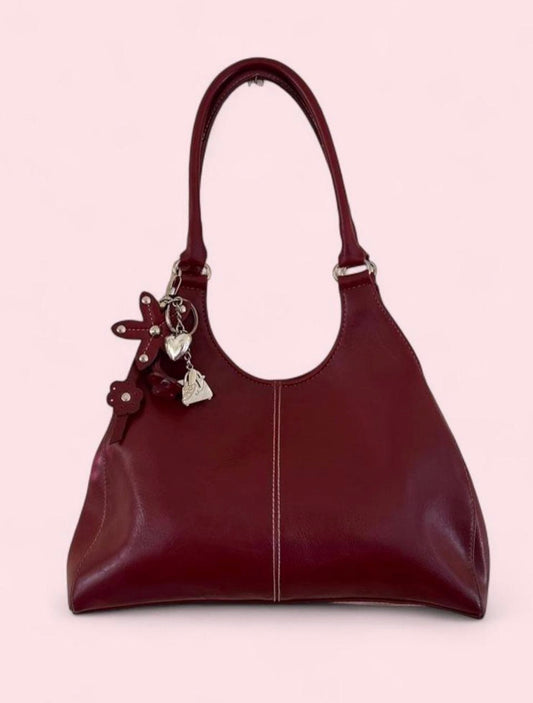 Vtg St. John’s Bay red shoulder bag with keychain details