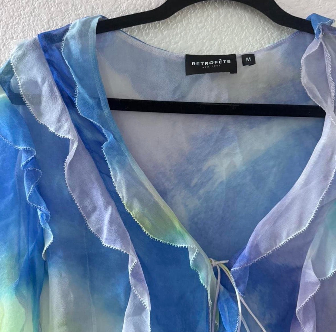 Retrofete Shea sheer silk chiffon top