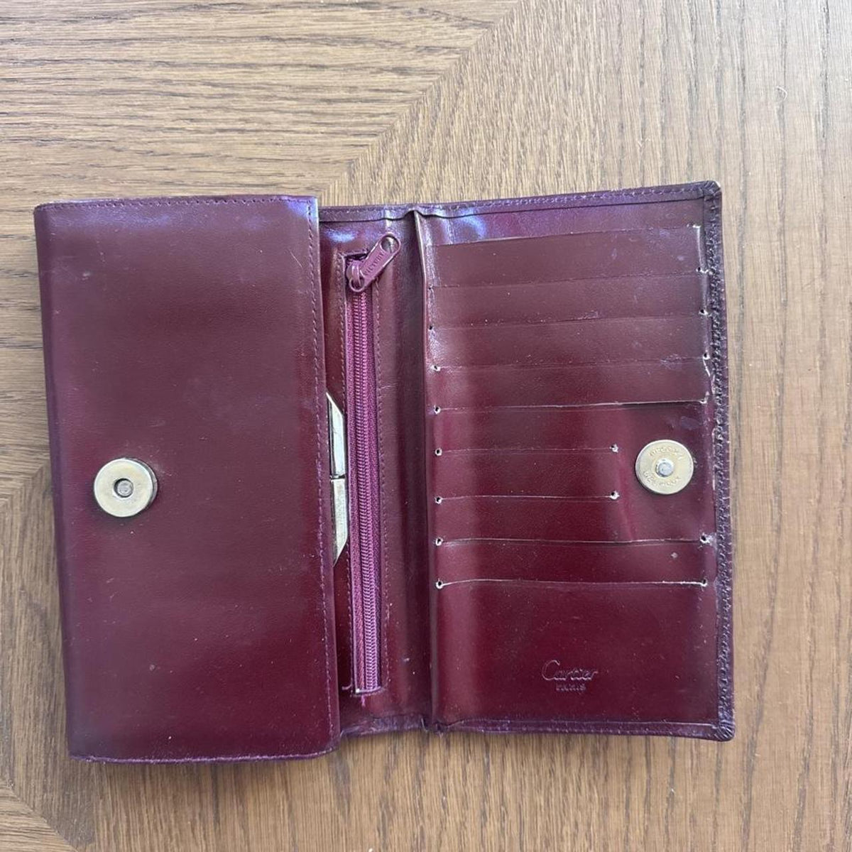 Burgundy leather Cartier vintage wallet