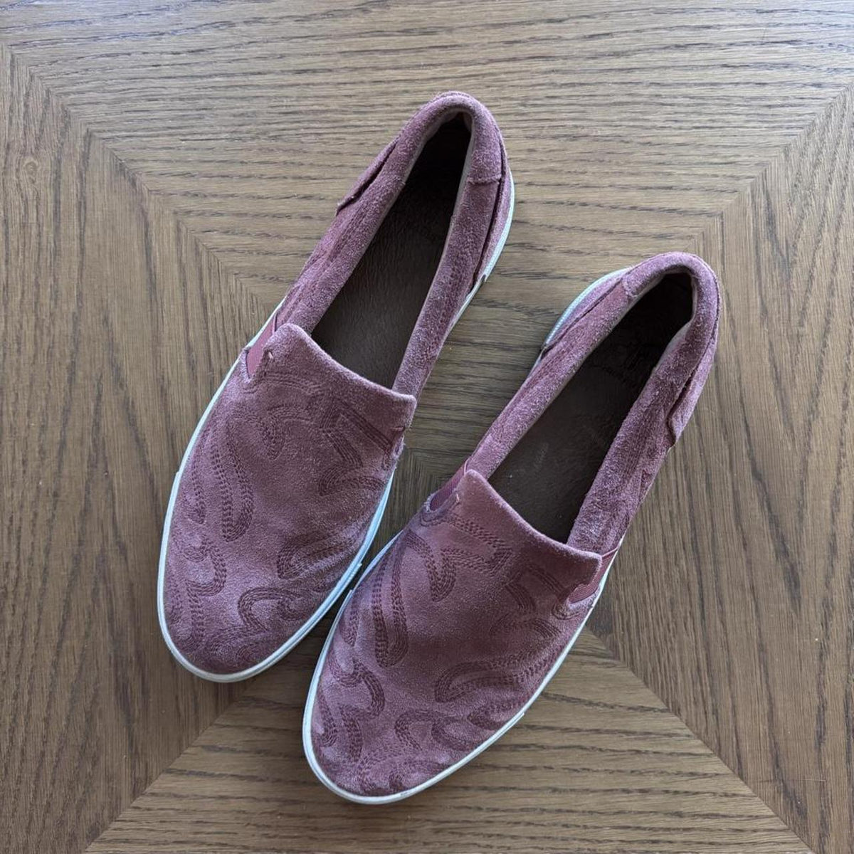 Frye suede slip ons pink 9