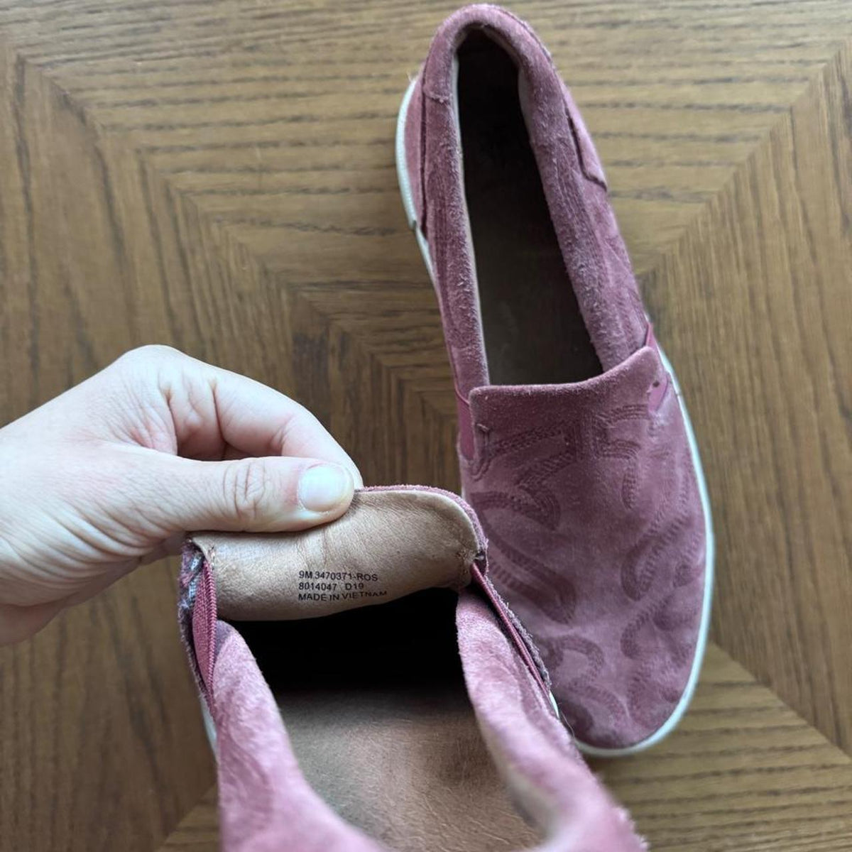 Frye suede slip ons pink 9