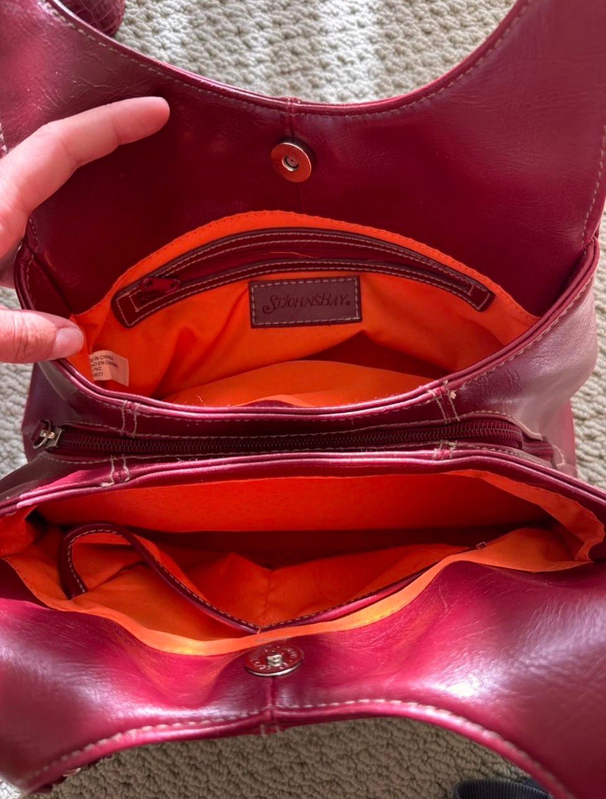 Vtg St. John’s Bay red shoulder bag with keychain details