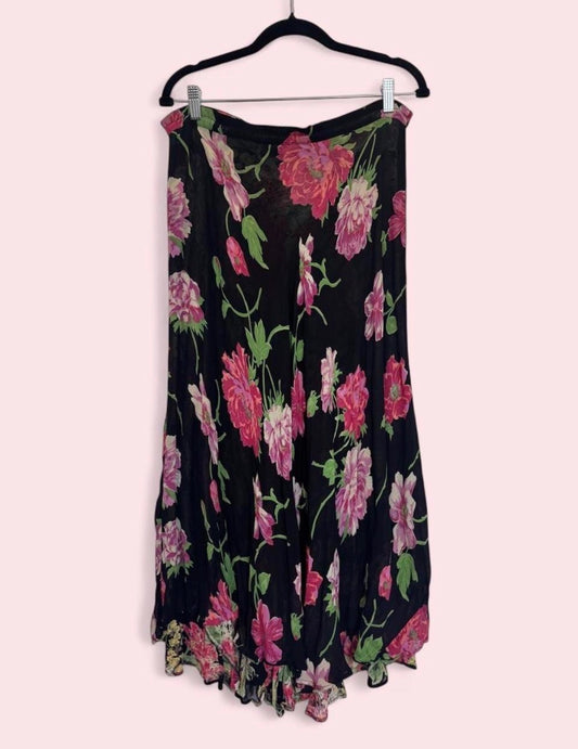 Vintage 90s floral sheer skirt L