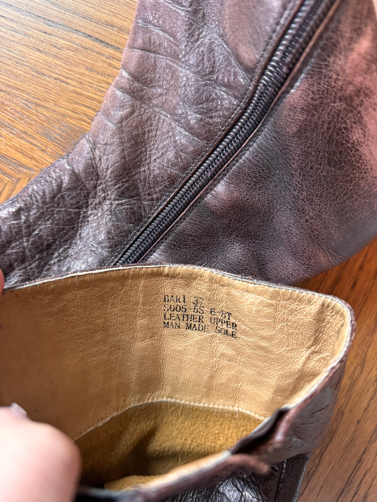 Vintage leather wedge boots 6.5-7