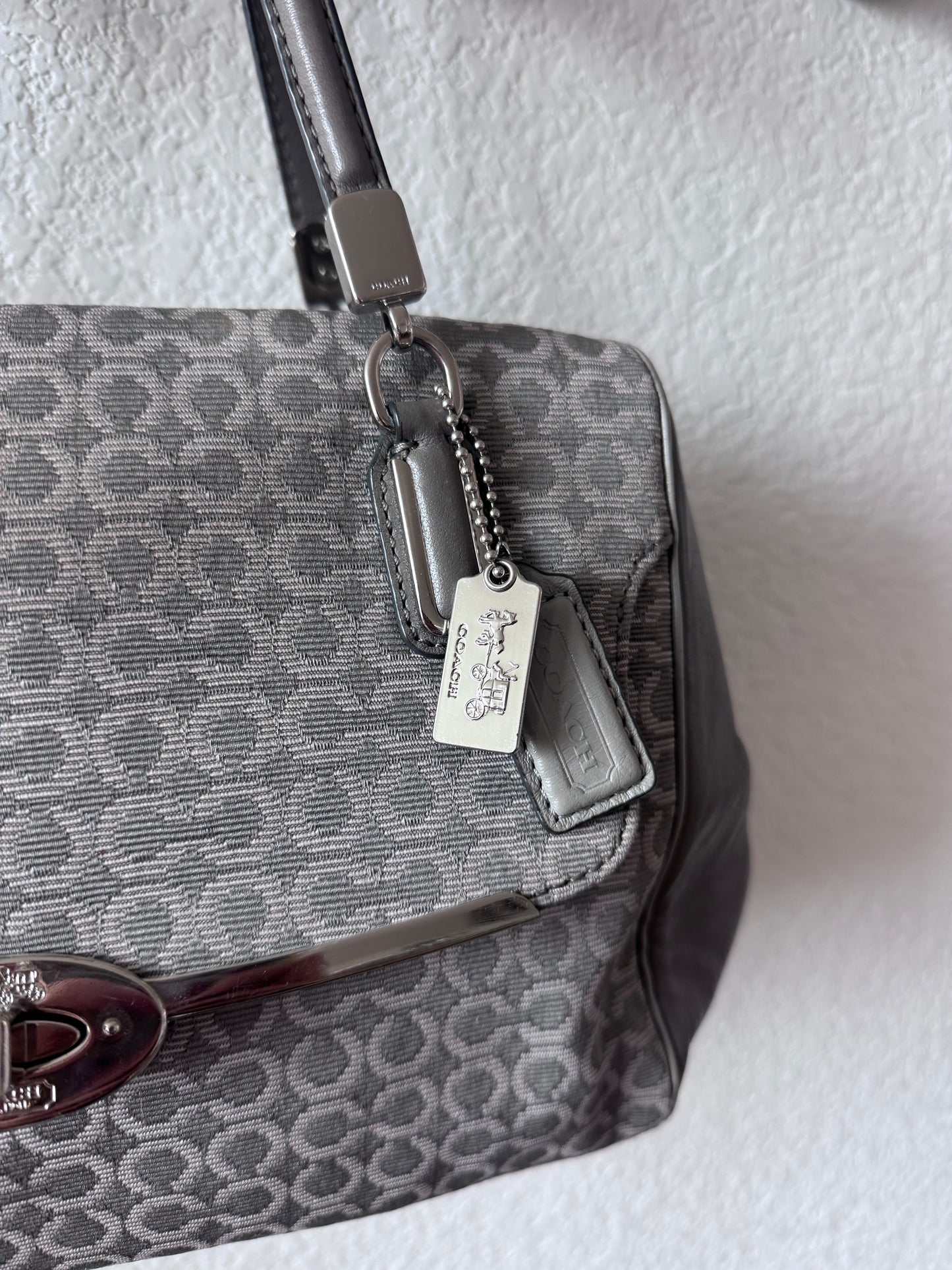 Coach 25215 Y2K Gray Madison Needlepoint Op Art Bag