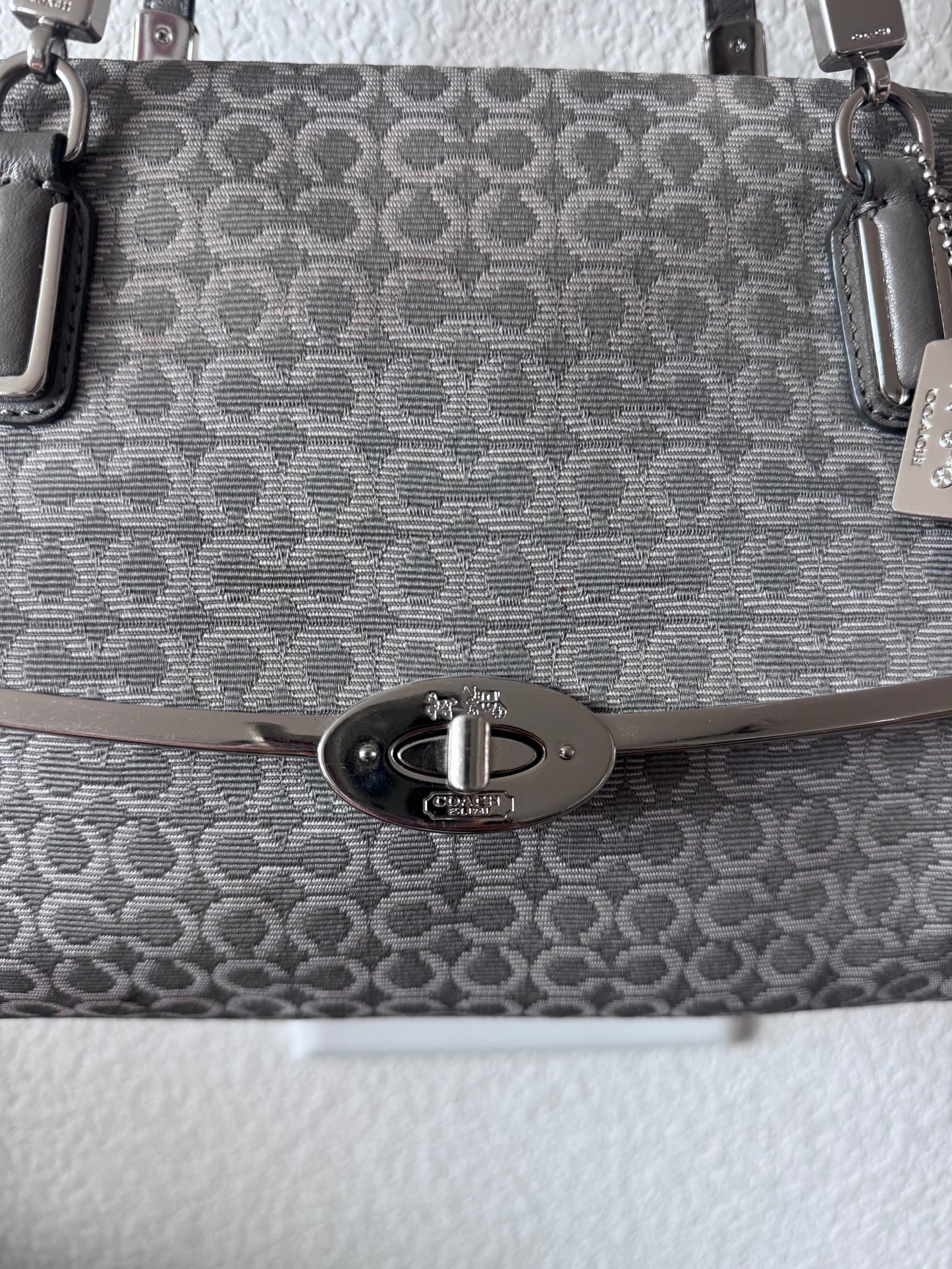 Coach 25215 Y2K Gray Madison Needlepoint Op Art Bag
