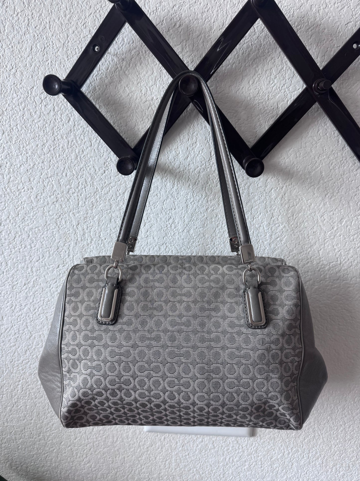 Coach 25215 Y2K Gray Madison Needlepoint Op Art Bag