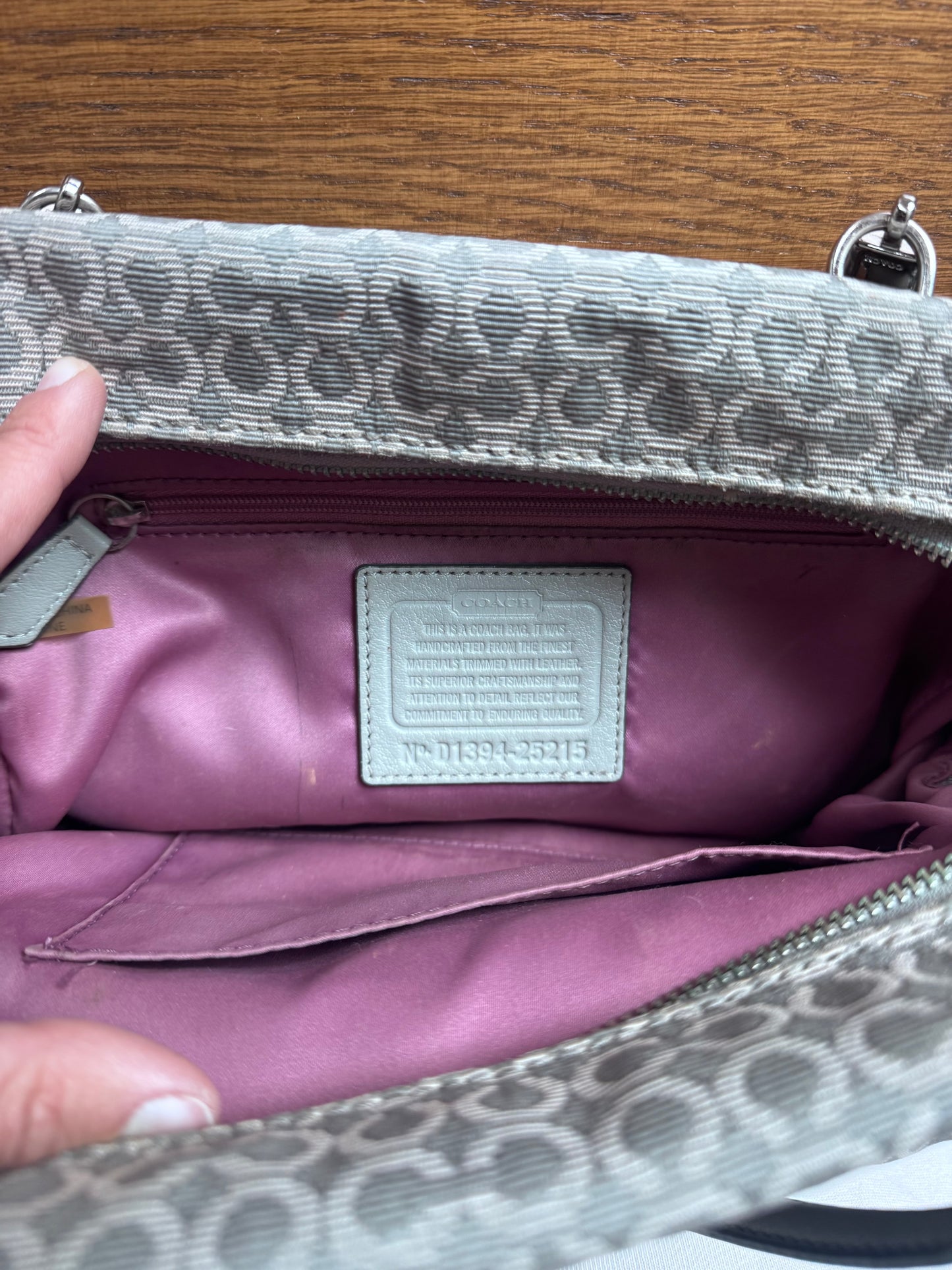 Coach 25215 Y2K Gray Madison Needlepoint Op Art Bag