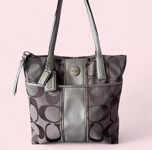 Y2K Coach F25771 signature tote bag in brown and gold