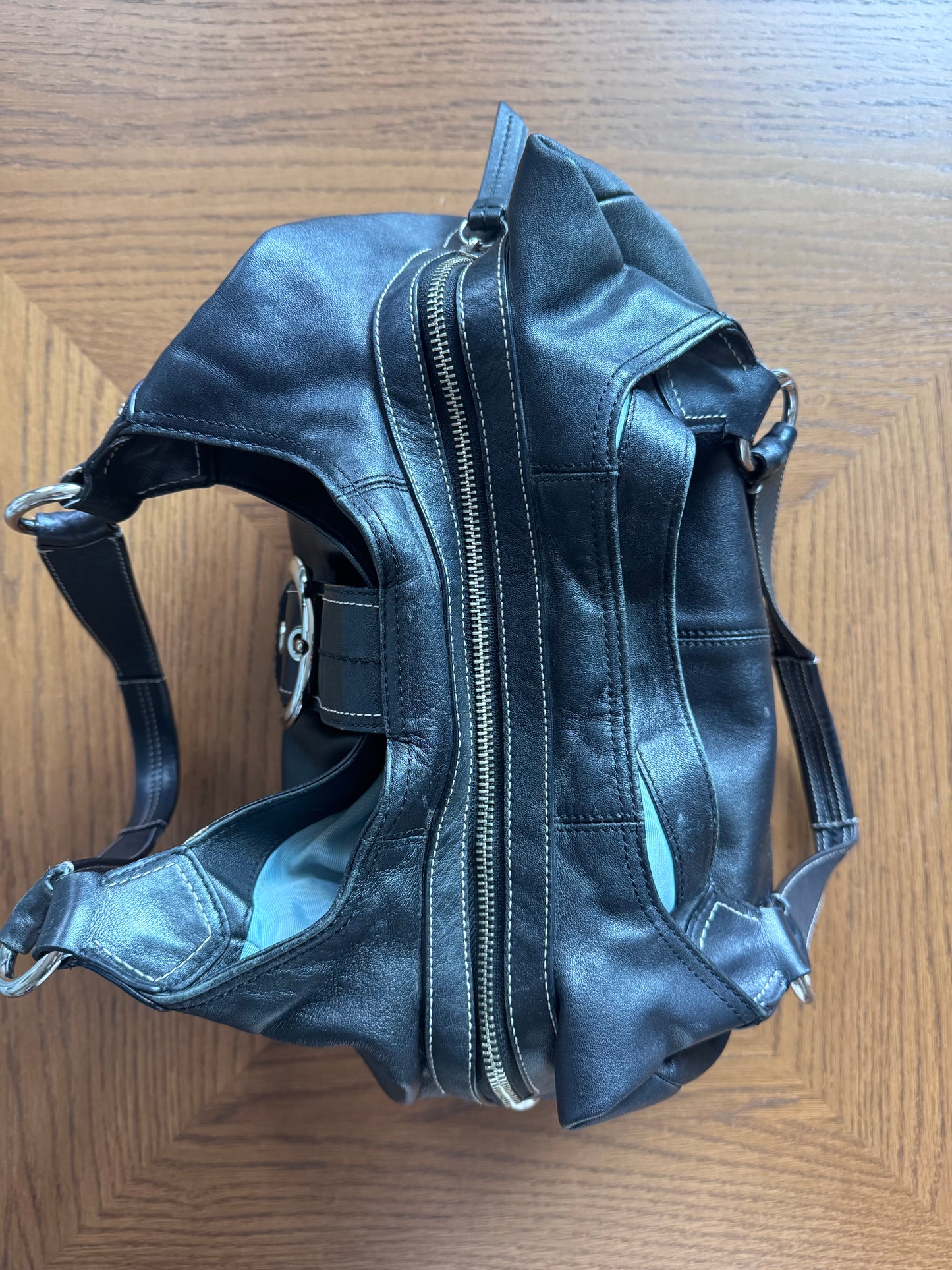 Y2K Coach black leather hobo bag - style F15075