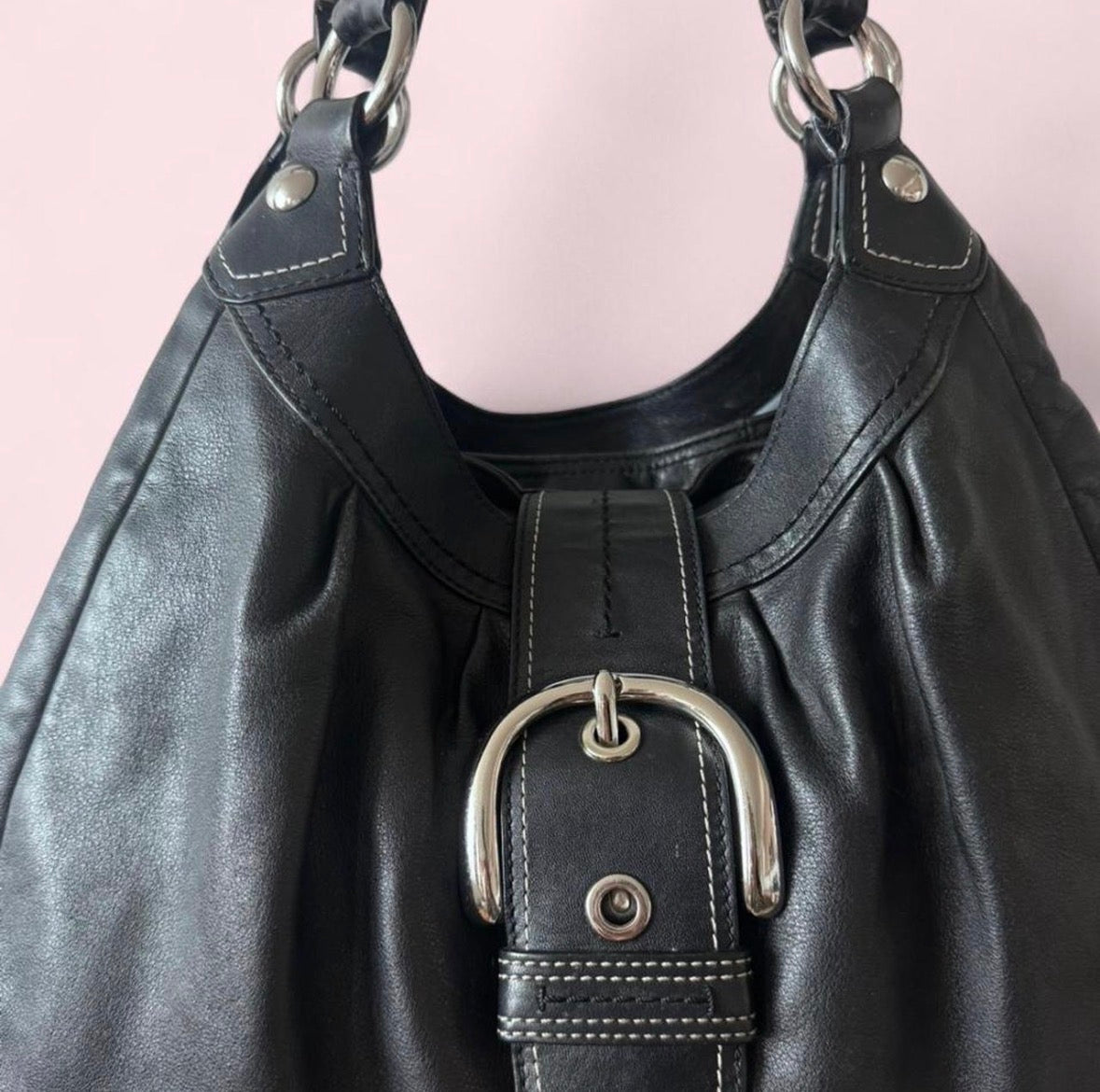Y2K Coach black leather hobo bag - style F15075