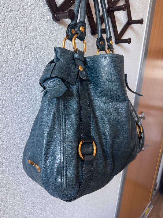 Vintage Miu Miu leather bow shoulder bag
