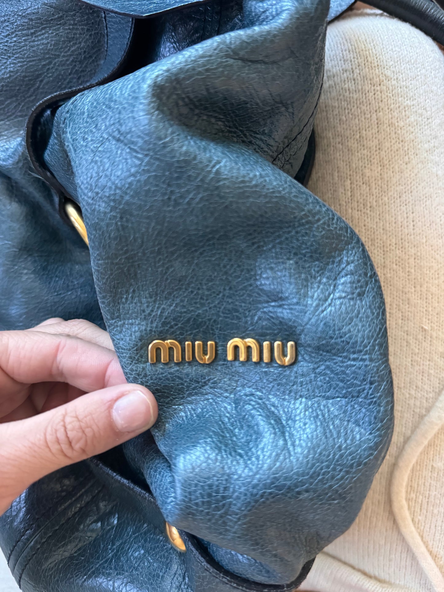 Vintage Miu Miu leather bow shoulder bag