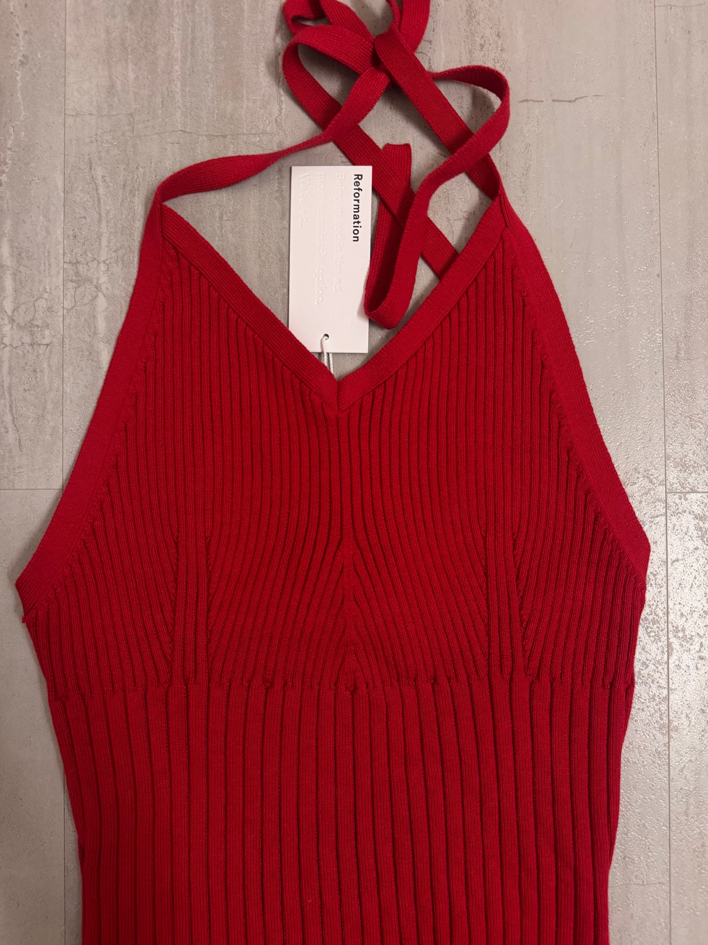 NWT Reformation Delia red ribbed halter s