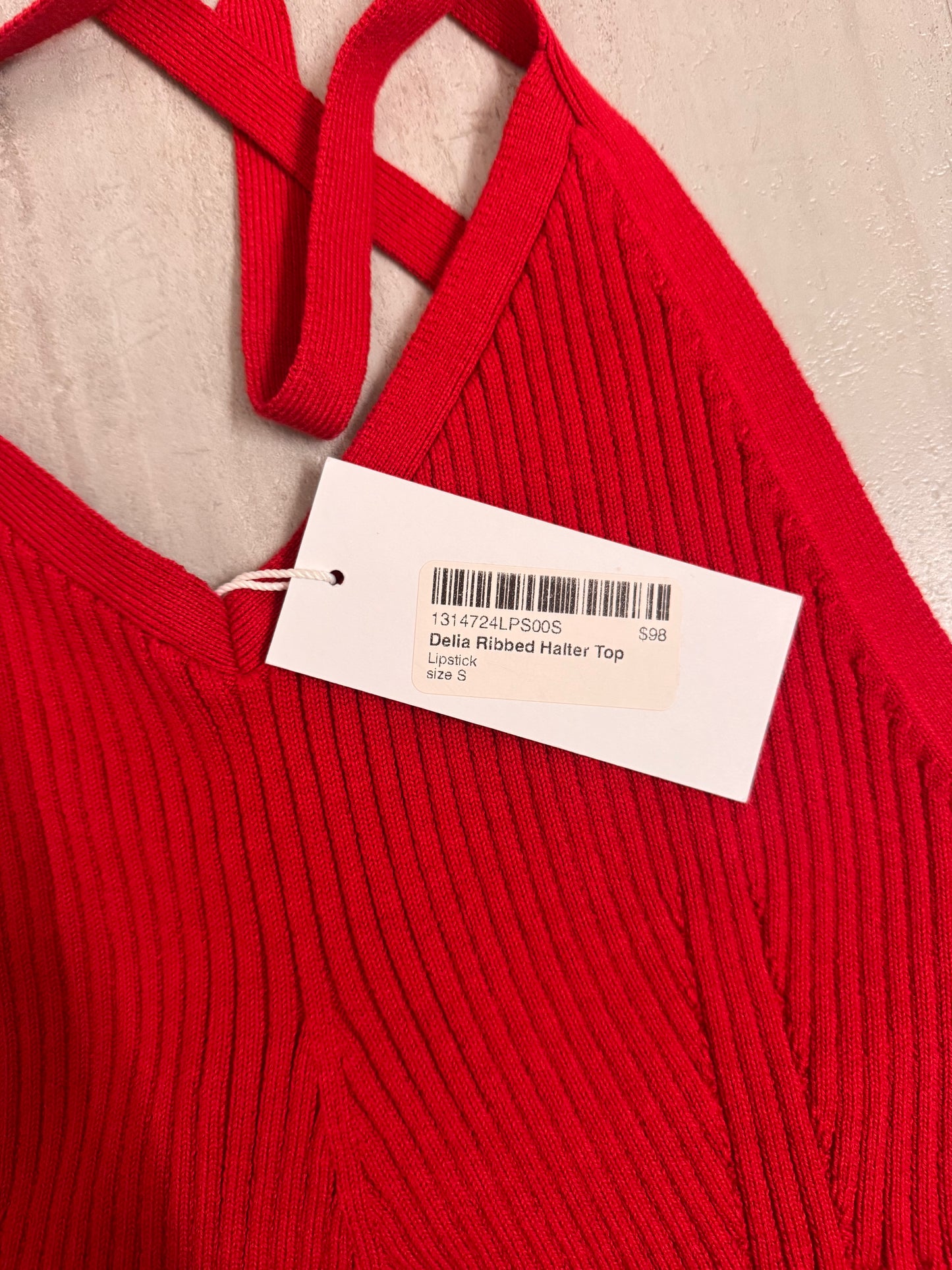 NWT Reformation Delia red ribbed halter s