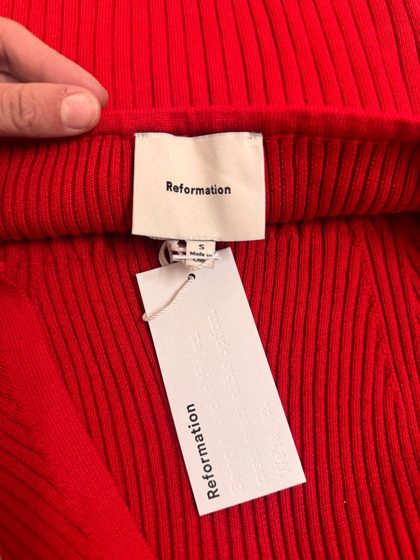 NWT Reformation Delia red ribbed halter s