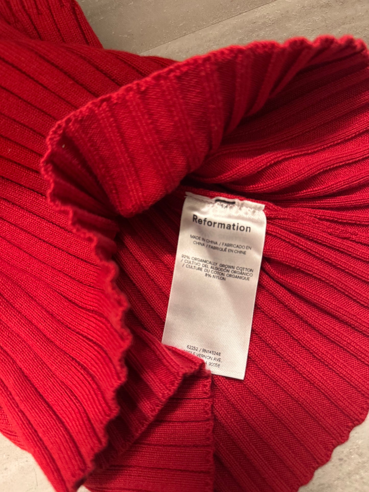 NWT Reformation Delia red ribbed halter s