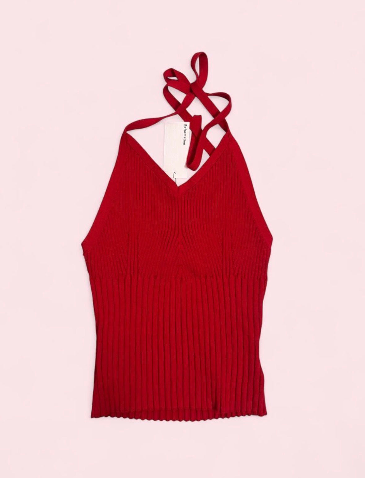 NWT Reformation Delia red ribbed halter s