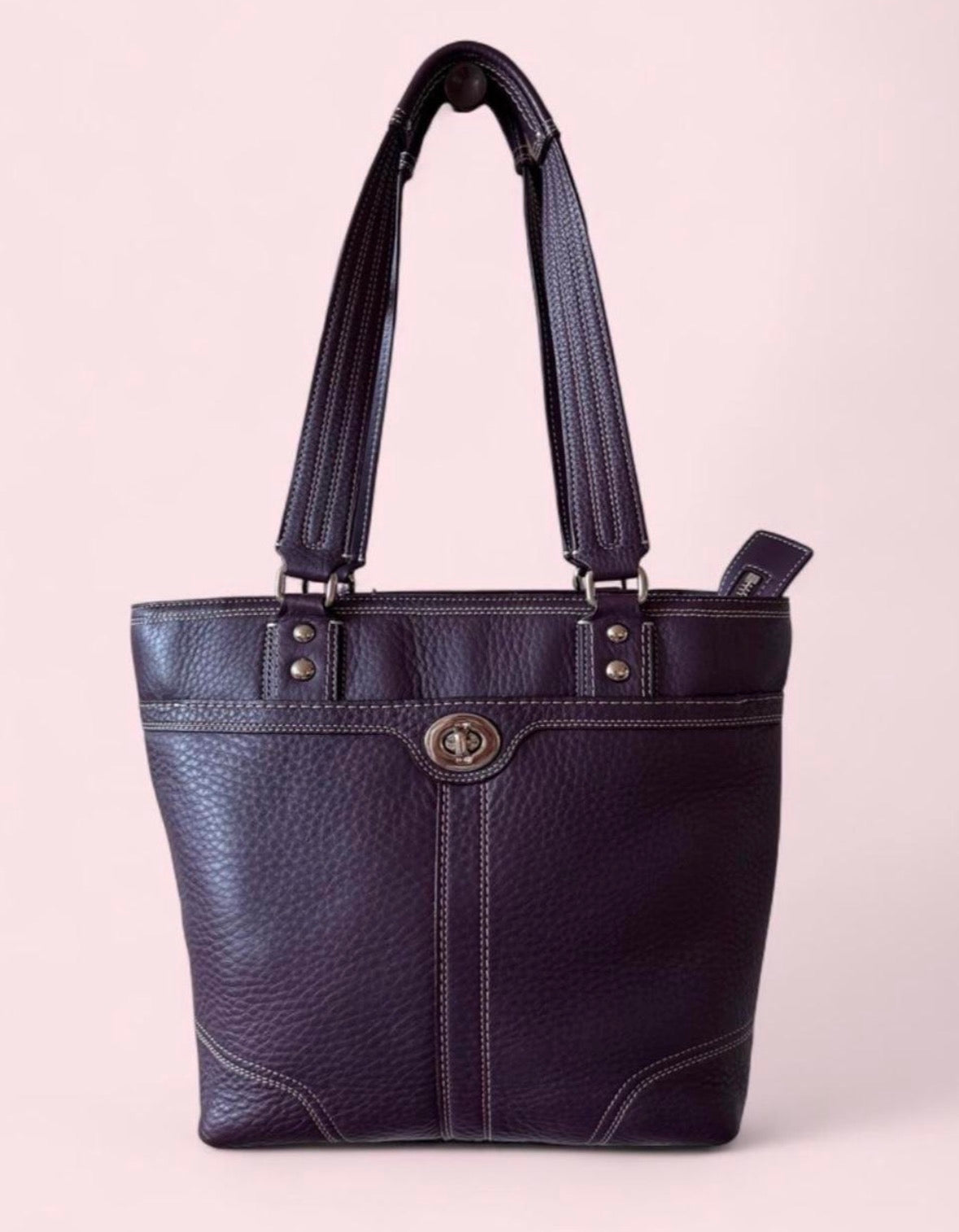 Coach F13959 purple pebbled leather bag