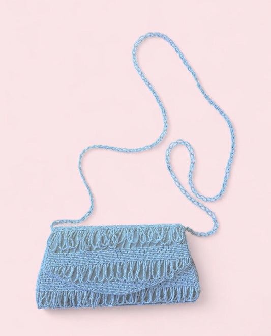 Vintage white beaded fringe shoulder bag