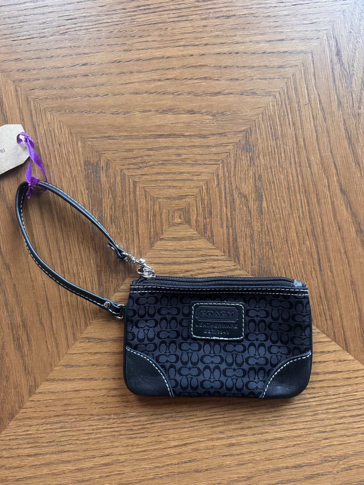 Coach "c" monogram wristlet wallet