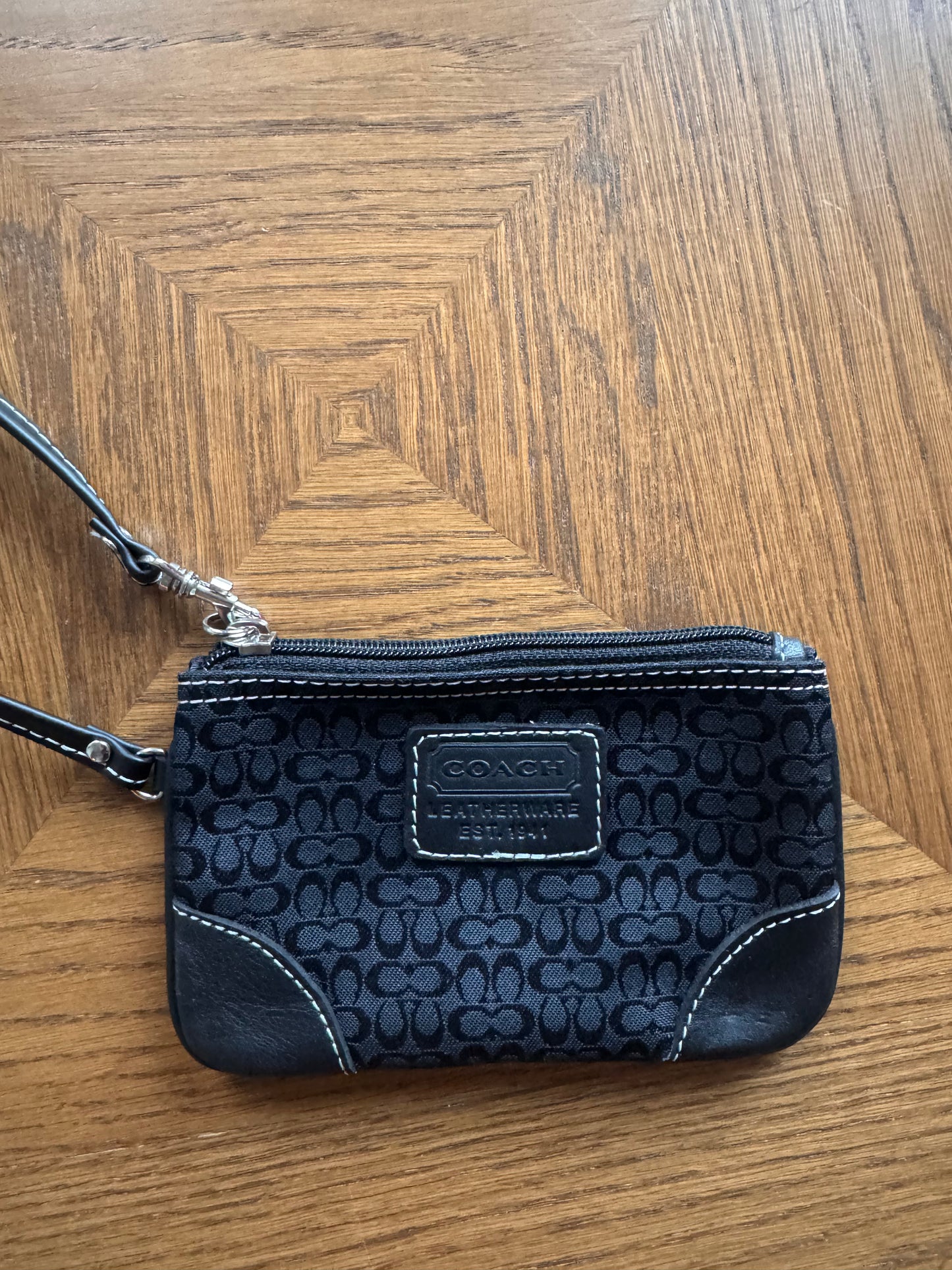 Coach "c" monogram wristlet wallet