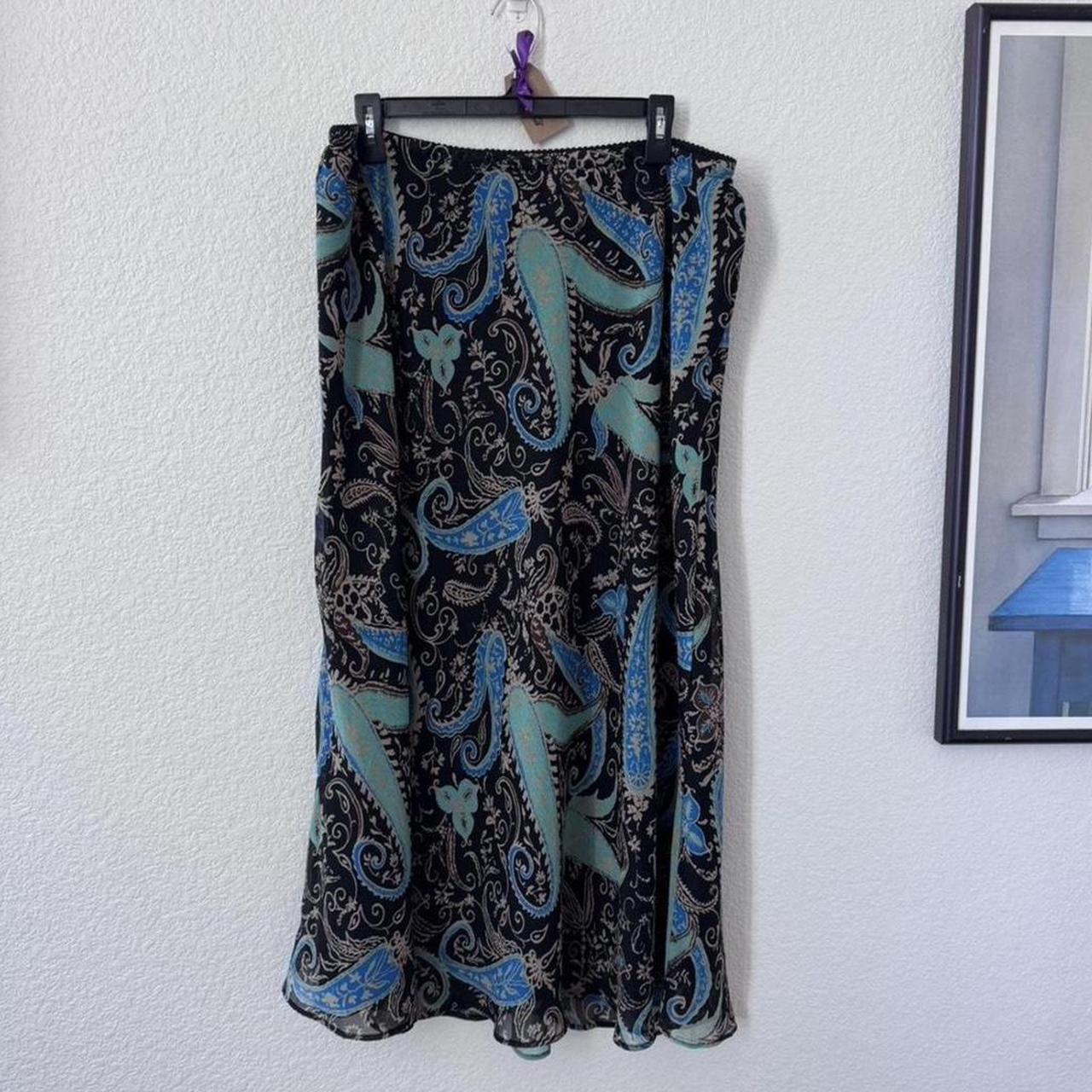 East 5th Y2K black and blue paisley midi skirt size XL