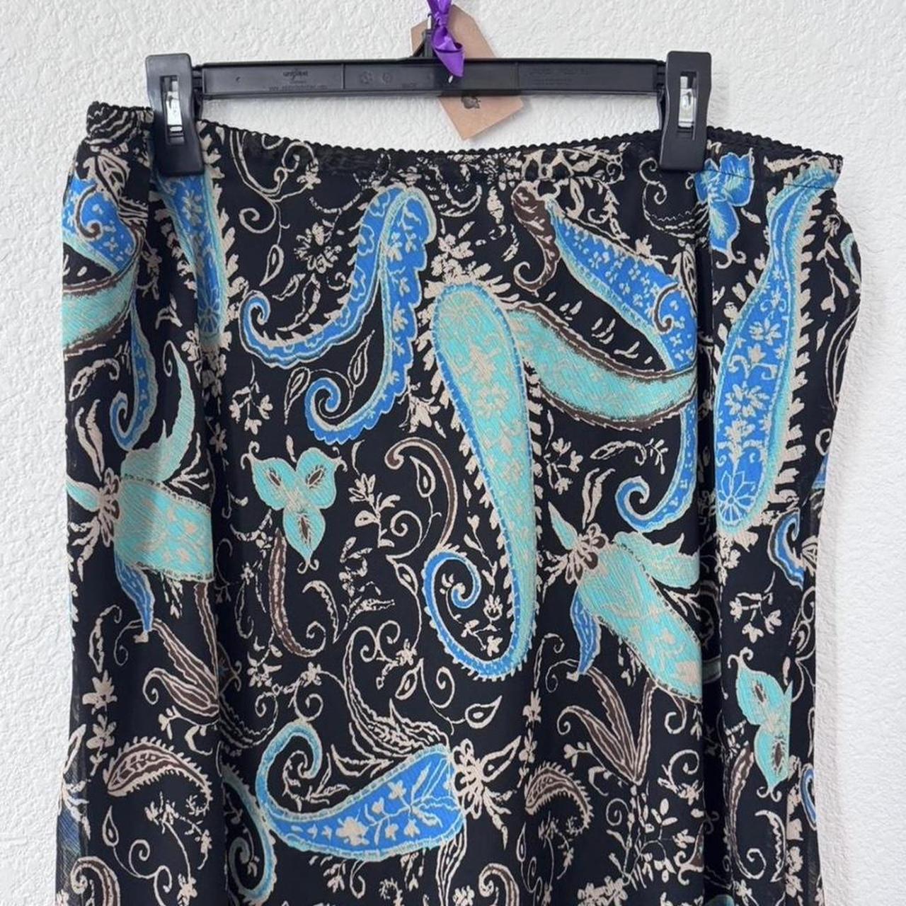 East 5th Y2K black and blue paisley midi skirt size XL