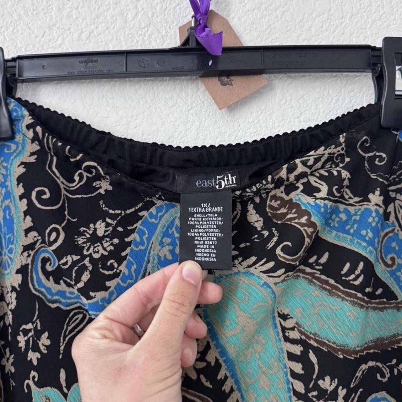 East 5th Y2K black and blue paisley midi skirt size XL