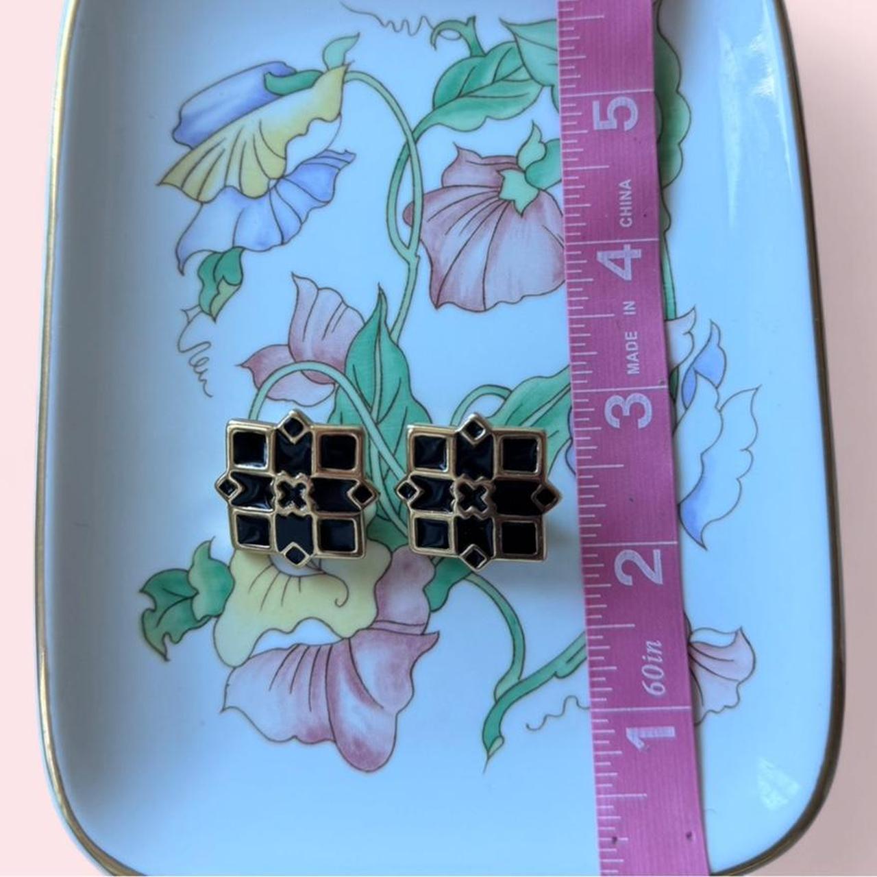 Vintage Monet black and gold geometric clip-on earrings