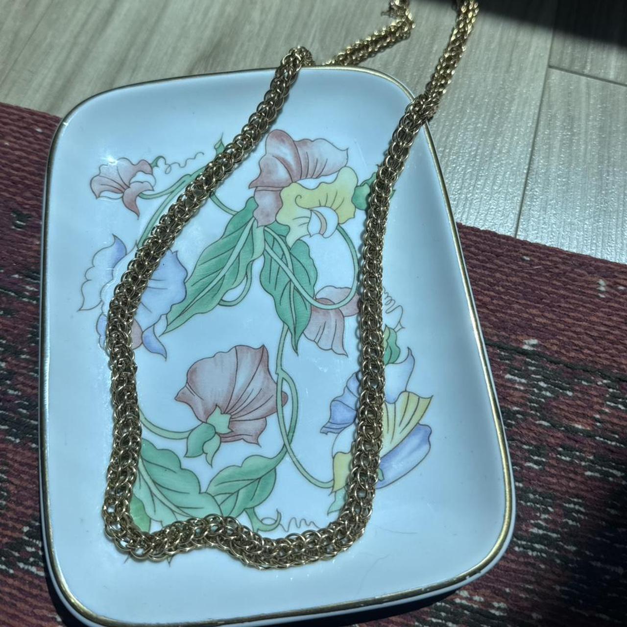 Vintage Crown Trifari gold tone mesh chain necklace