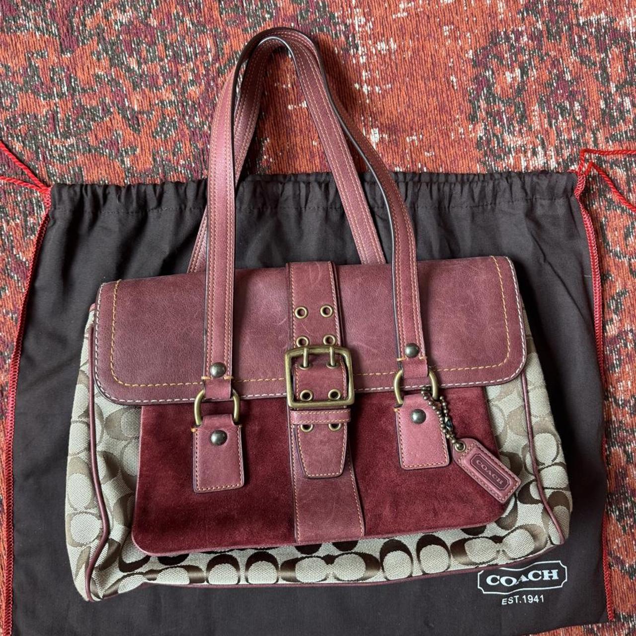 Coach Special Edition Fall 2004 Signature “C” Oxblood Suede and Leather Satchel,