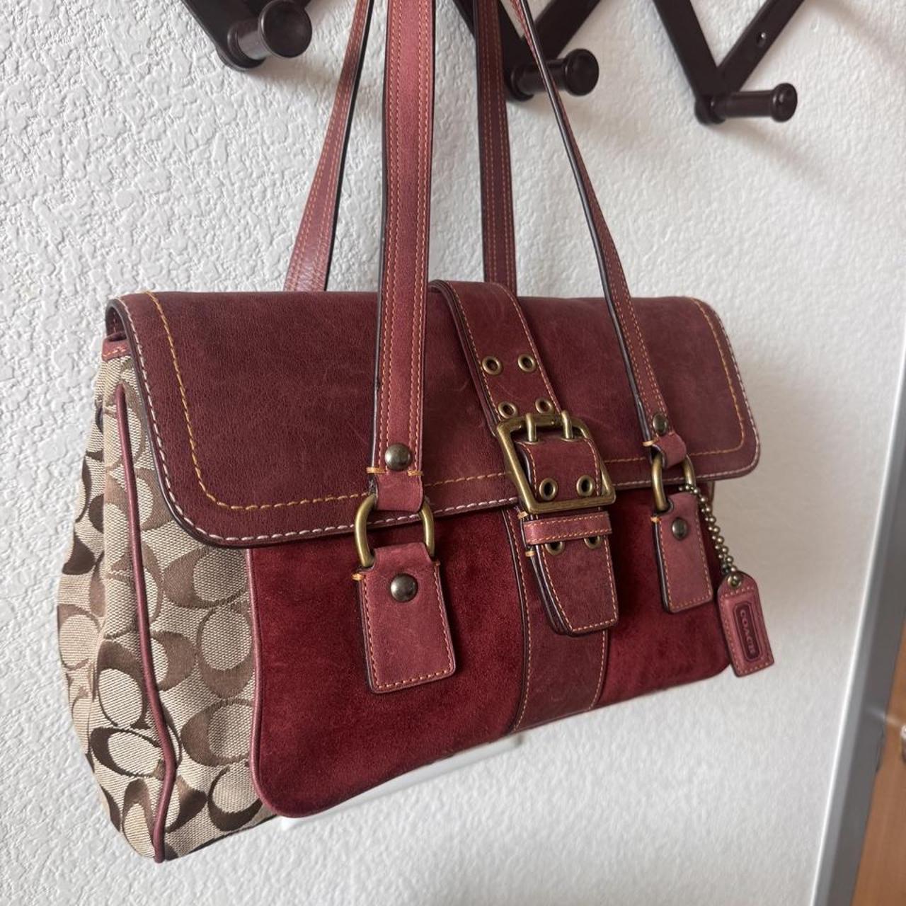 Coach Special Edition Fall 2004 Signature “C” Oxblood Suede and Leather Satchel,