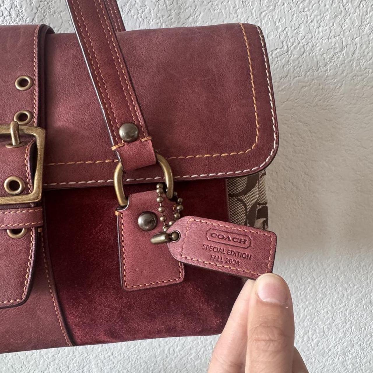 Coach Special Edition Fall 2004 Signature “C” Oxblood Suede and Leather Satchel,