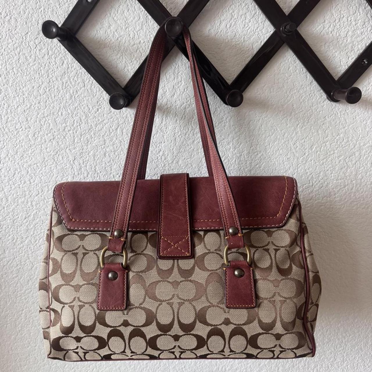 Coach Special Edition Fall 2004 Signature “C” Oxblood Suede and Leather Satchel,