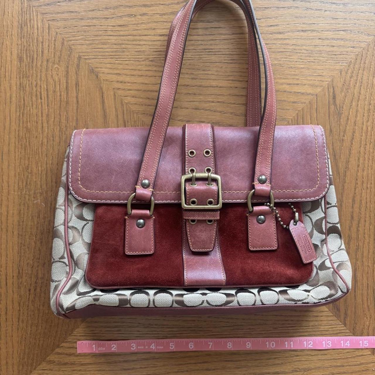Coach Special Edition Fall 2004 Signature “C” Oxblood Suede and Leather Satchel,